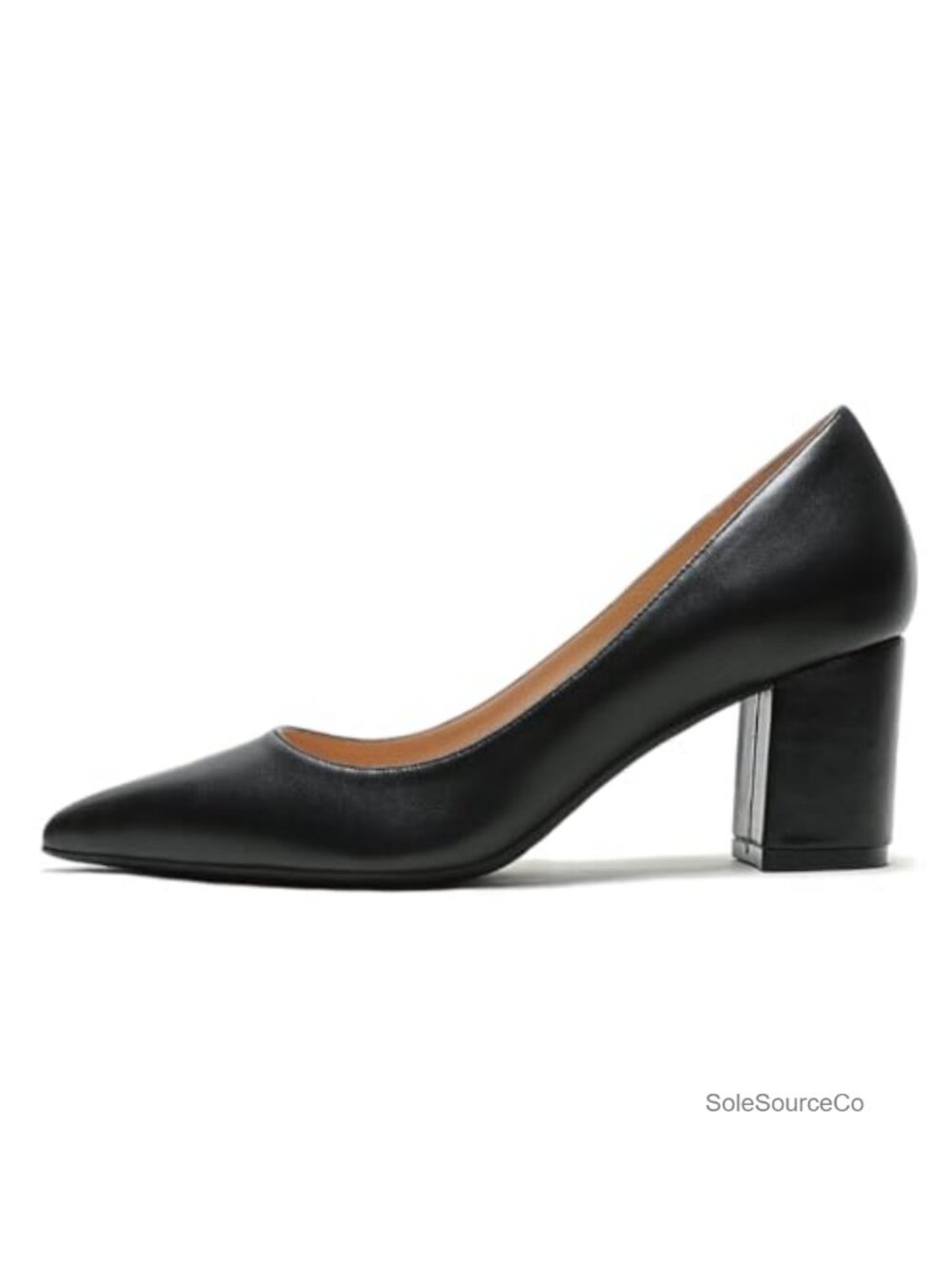 Faux Leather Pointed Toe Chunky Block Heel Pumps for Work